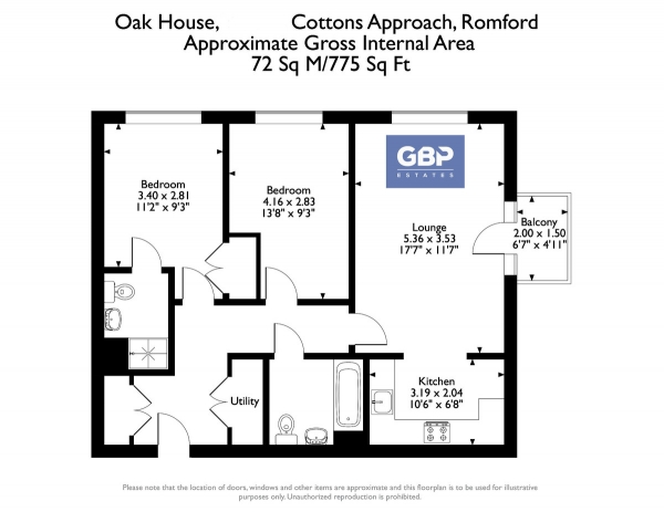 Floor Plan Image for 2 Bedroom Apartment for Sale in Cottons Approach, Romford