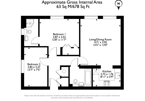 Floor Plan Image for 2 Bedroom Flat for Sale in Academy Fields, Masters Court, Gidea Park