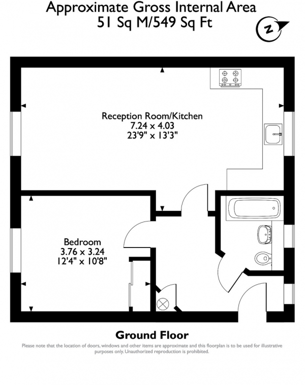 Floor Plan Image for 1 Bedroom Apartment for Sale in Kendal, Purfleet-on-Thames