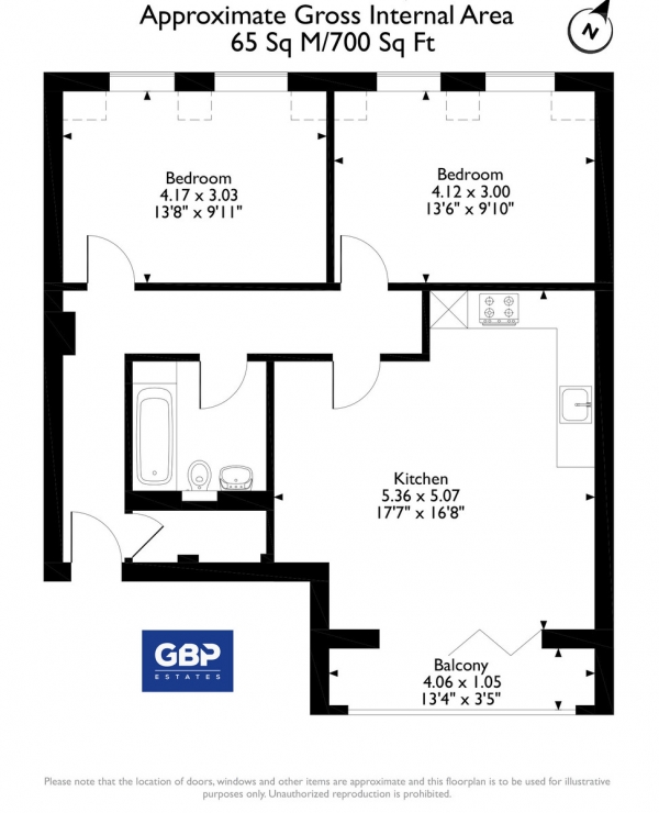 Floor Plan Image for 2 Bedroom Apartment for Sale in Victoria Road, Romford RM1