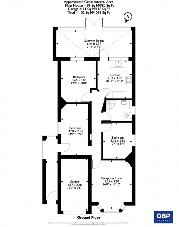 Floor Plan Image for 2 Bedroom Detached Bungalow for Sale in Gordon Avenue, Hornchurch