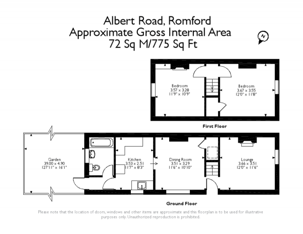 Floor Plan Image for 2 Bedroom End of Terrace House for Sale in Albert Road, Romford