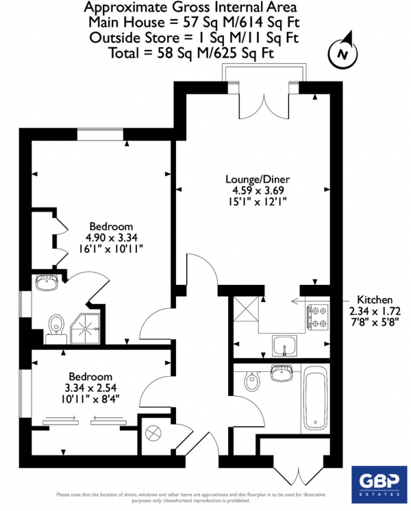 Floor Plan Image for 2 Bedroom Apartment for Sale in Stafford Avenue, Hornchurch