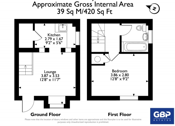 Floor Plan Image for 1 Bedroom Semi-Detached House for Sale in Columbine Way, Harold Wood