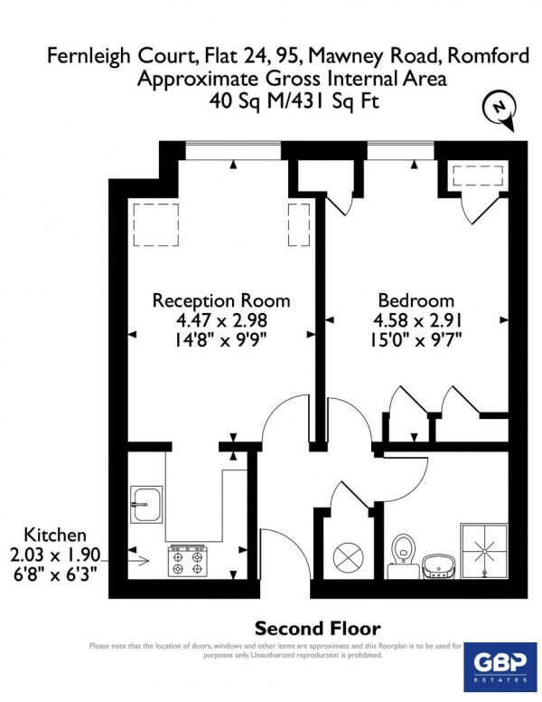 Floor Plan Image for 1 Bedroom Apartment for Sale in Mawney Road, Romford