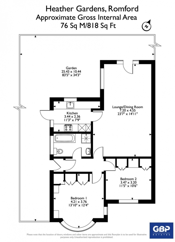 Floor Plan Image for 2 Bedroom Semi-Detached Bungalow for Sale in Heather Gardens