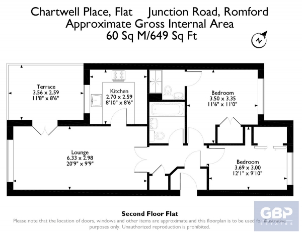 Floor Plan Image for 2 Bedroom Flat for Sale in Junction Road, Romford