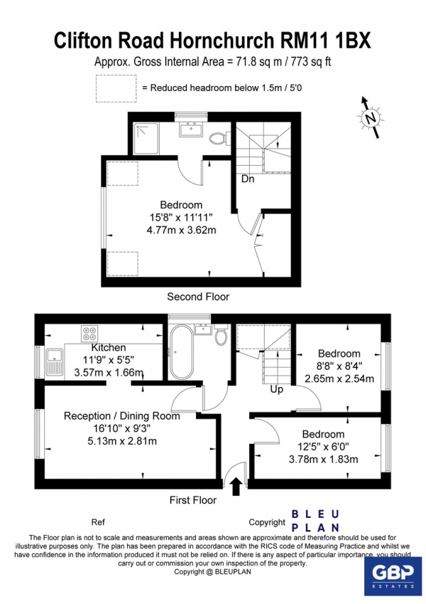 Floor Plan Image for 3 Bedroom Maisonette for Sale in Clifton Road, Hornchurch RM11