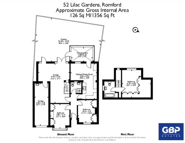 Floor Plan Image for 3 Bedroom Terraced Bungalow for Sale in Lilac Gardens, Romford