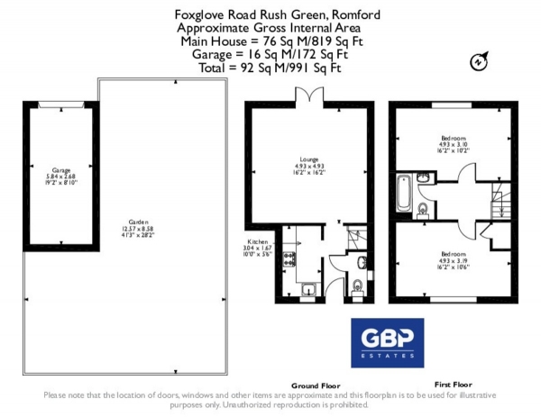 Floor Plan Image for 2 Bedroom Semi-Detached House for Sale in Foxglove Road, Rush Green