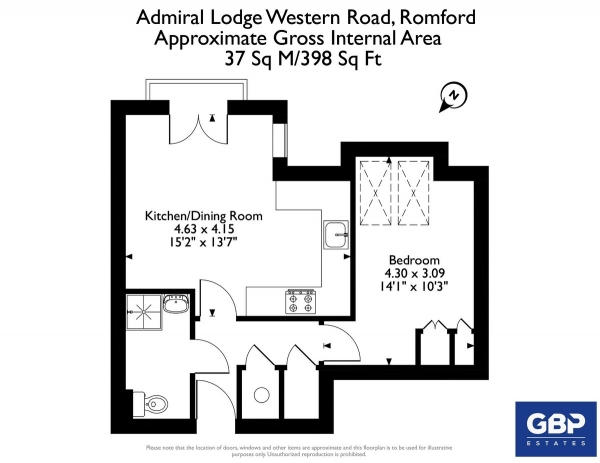 Floor Plan Image for 1 Bedroom Apartment for Sale in Admiral Lodge, Romford