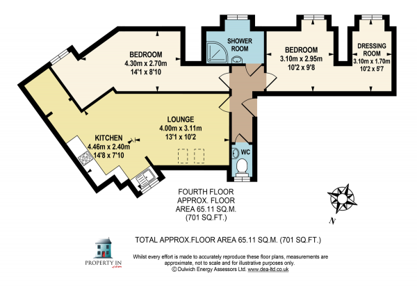 Floor Plan Image for 2 Bedroom Apartment for Sale in Gatcombe House, Dog Kennel Hill Estate, Dulwich