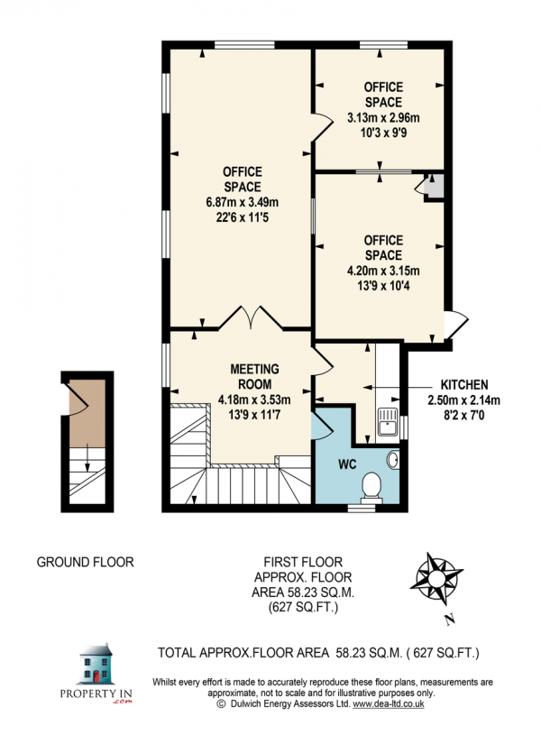 Floor Plan for Office to Rent in North Cross Road, Dulwich, SE22, 9ET - £18,000 annually