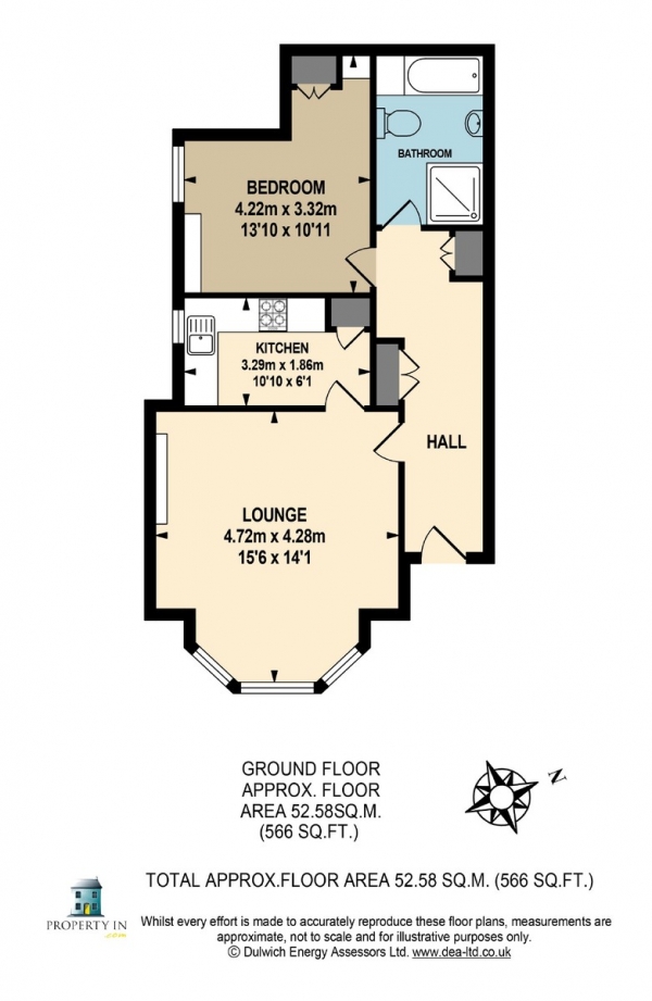 Floor Plan Image for 1 Bedroom Ground Flat to Rent in Barry Road, Dulwich, SE22