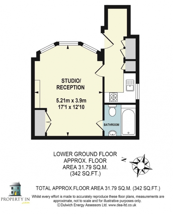 Floor Plan Image for Studio Flat to Rent in 27 The Gardens, Dulwich, SE22