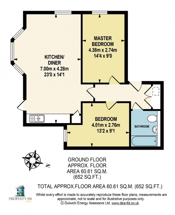 Floor Plan Image for 2 Bedroom Flat to Rent in Elsie Road, Dulwich, SE22