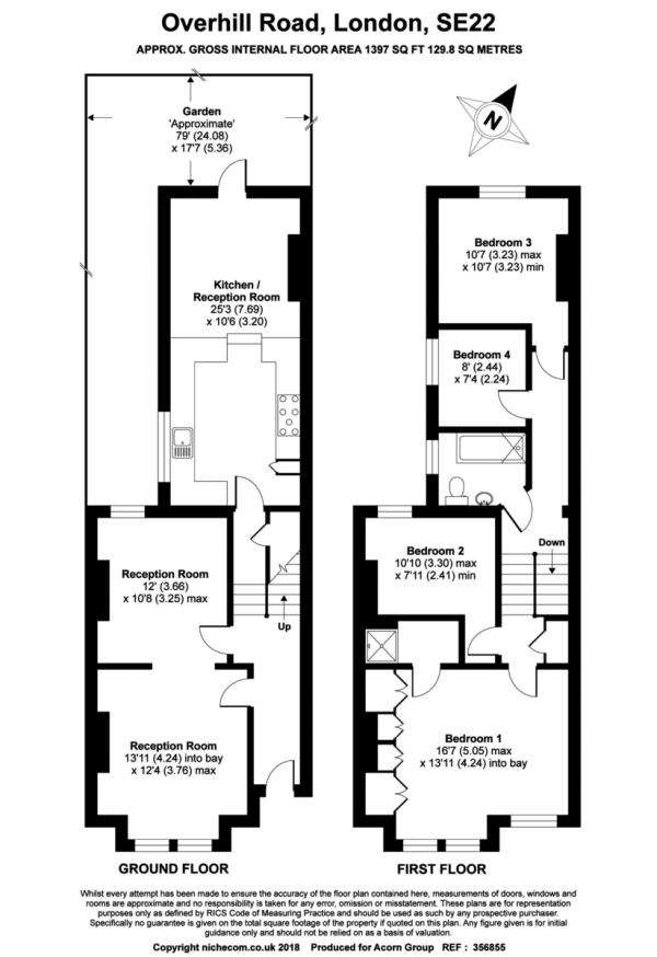 Floor Plan Image for 4 Bedroom Terraced House for Sale in Overhill Road, East Dulwich, London