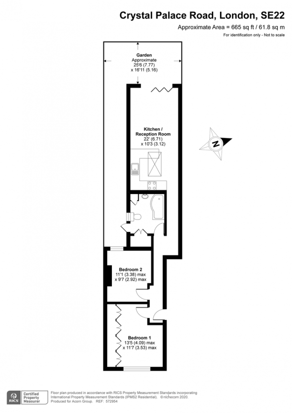 Floor Plan Image for 2 Bedroom Flat for Sale in Crystal Palace Road, East Dulwich, London