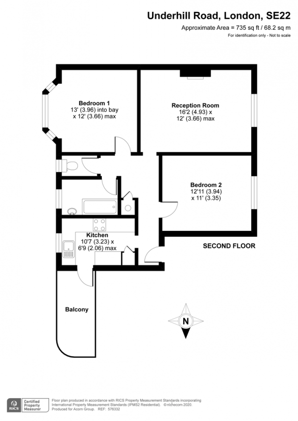 Floor Plan Image for 2 Bedroom Flat for Sale in Underhill Road, East Dulwich