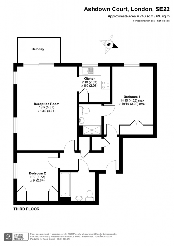 Floor Plan Image for 2 Bedroom Flat for Sale in Ashdown Court, Highwood Close