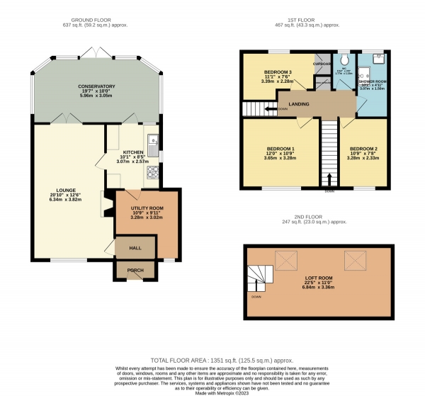 Floor Plan for 3 Bedroom End of Terrace House for Sale in Cartwright Drive, Oadby, LE2, 5HN -  &pound340,000