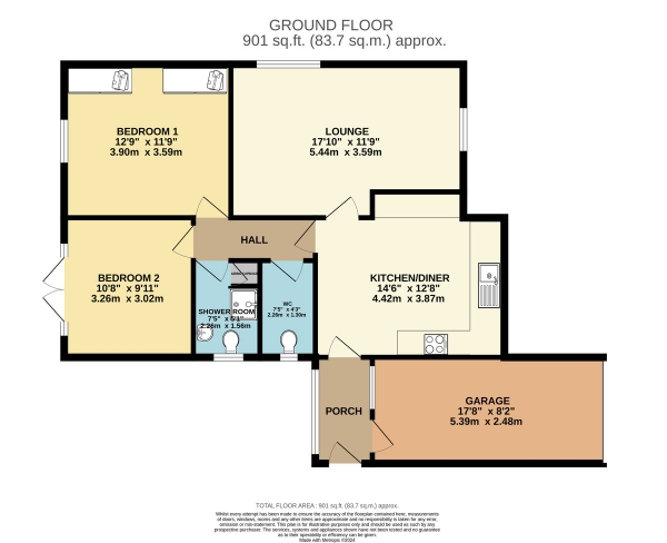 Floor Plan Image for 2 Bedroom Detached Bungalow for Sale in Gayhurst Close, Wigston