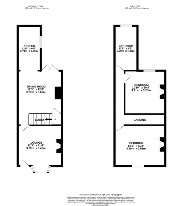 Floor Plan Image for 2 Bedroom Terraced House for Sale in Central Avenue, Wigston, Leicester