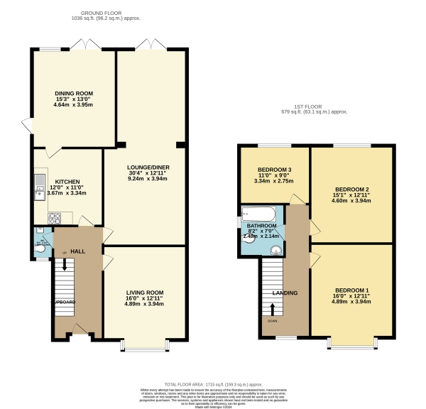 Floor Plan Image for 3 Bedroom Detached House to Rent in Station Road, Wigston