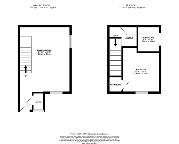Floor Plan for 1 Bedroom Town House for Sale in Stackyard Close, Thorpe Astley, Leicester, LE3, 3SE - Offers Over &pound170,000