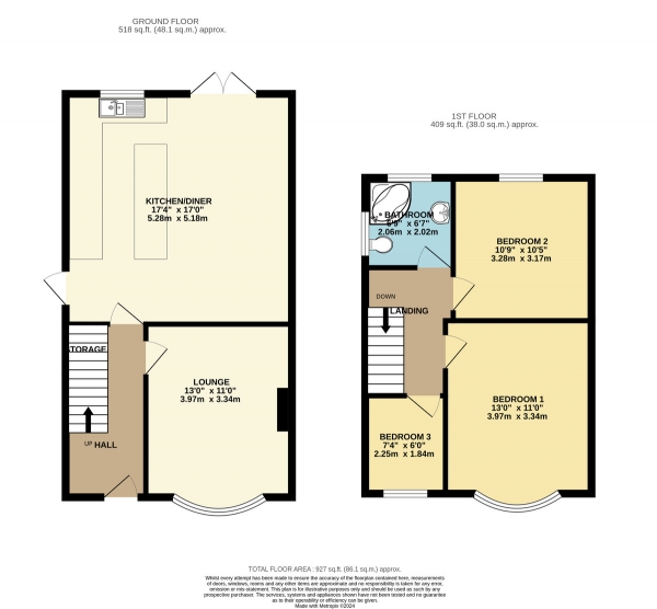 Floor Plan Image for 3 Bedroom Semi-Detached House for Sale in Station Close, Kirby Muxloe, Leicester