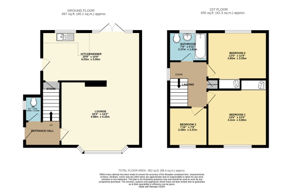 Floor Plan Image for 3 Bedroom Detached House for Sale in Dorchester Close, Wigston