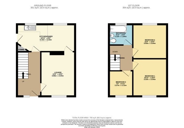 Floor Plan Image for 3 Bedroom Semi-Detached House for Sale in Ruskington Drive, Wigston