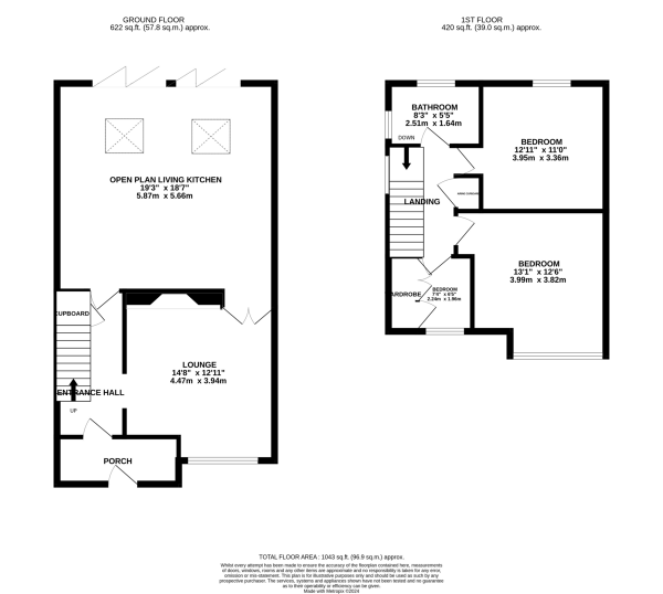 Floor Plan for 3 Bedroom Semi-Detached House for Sale in Truro Drive, Wigston, LE18, 2JD -  &pound299,950