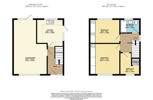 Floor Plan for 3 Bedroom Semi-Detached House for Sale in Winslow Drive, Wigston, LE18, 3QG -  &pound250,000