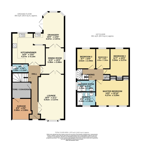 Floor Plan for 4 Bedroom Detached House for Sale in Benskyn Close, Countesthorpe, LE8, 5LA -  &pound475,000