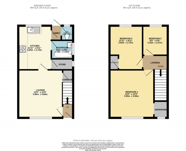 Floor Plan for 3 Bedroom Town House for Sale in Pullman Road, Wigston, LE18, 2DA -  &pound210,000