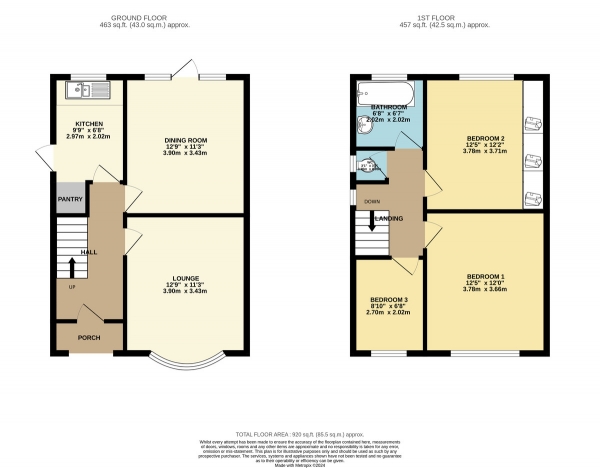 Floor Plan Image for 3 Bedroom Semi-Detached House for Sale in Willow Park Drive, Wigston