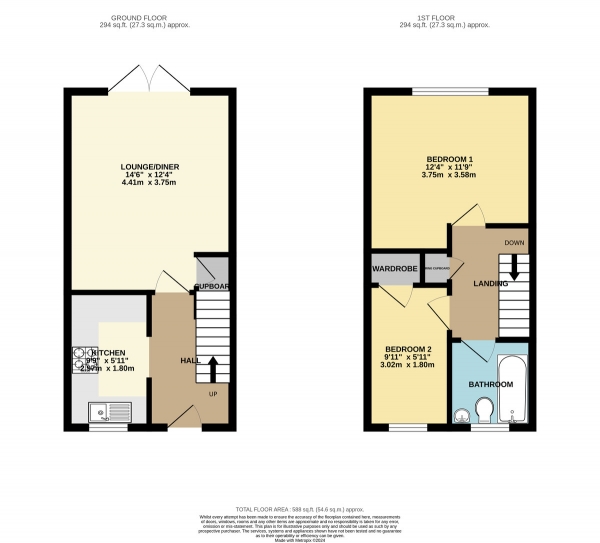 Floor Plan Image for 2 Bedroom End of Terrace House for Sale in Talbott Close, Broughton Astley