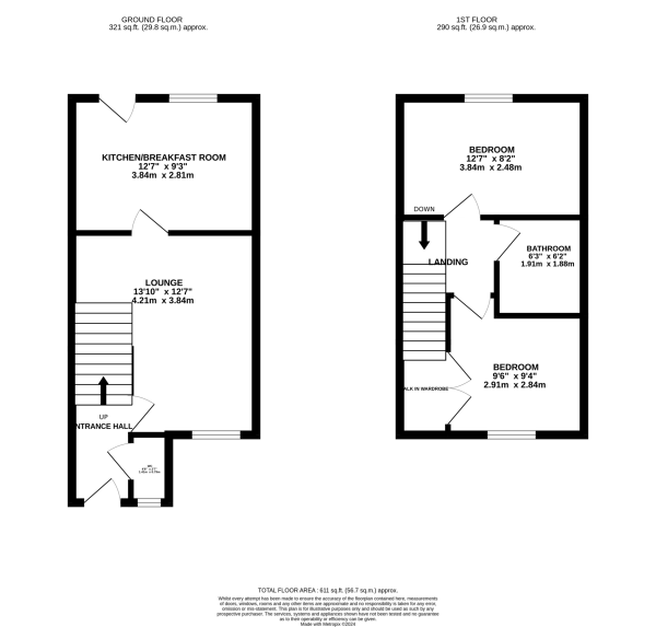 Floor Plan for 2 Bedroom Town House for Sale in Thistley Close, Thorpe Astley, Leicester, LE3, 3RZ -  &pound215,000