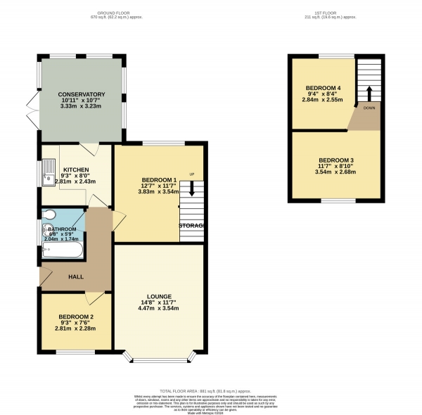 Floor Plan Image for 3 Bedroom Semi-Detached Bungalow for Sale in Cheddar Road, Wigston