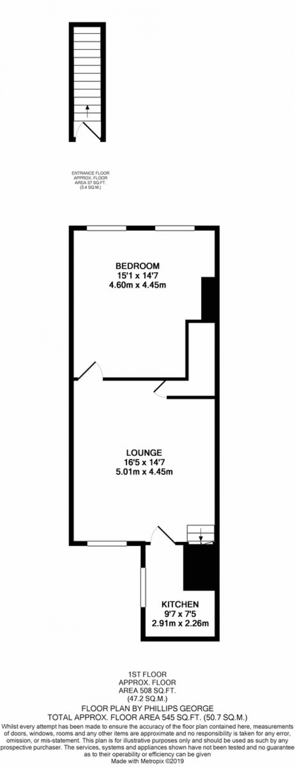 Floor Plan Image for 1 Bedroom Flat to Rent in Long Street, Wigston, Leicester