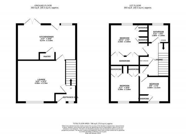 Floor Plan Image for 3 Bedroom Semi-Detached House for Sale in Nene Court, Oadby, Leicester