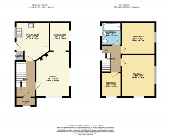 Floor Plan Image for 3 Bedroom Link Detached House for Sale in Carlton Drive, Wigston