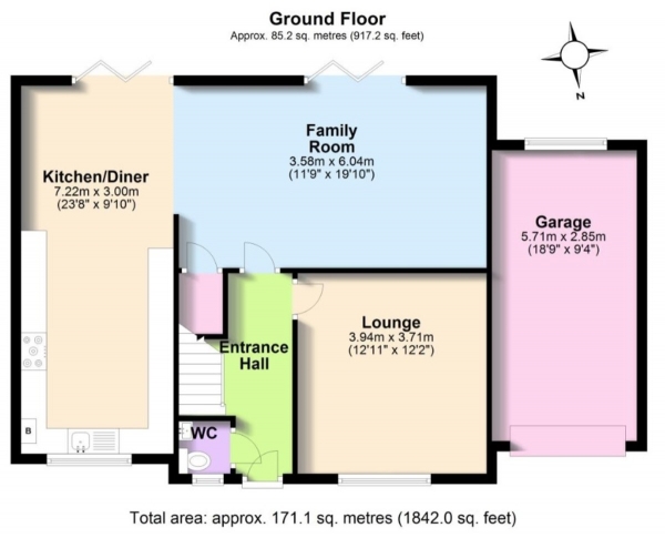 Floor Plan for 4 Bedroom Detached House to Rent in Broad Lane, Coventry, CV5, 7AX - £346 pw | £1500 pcm