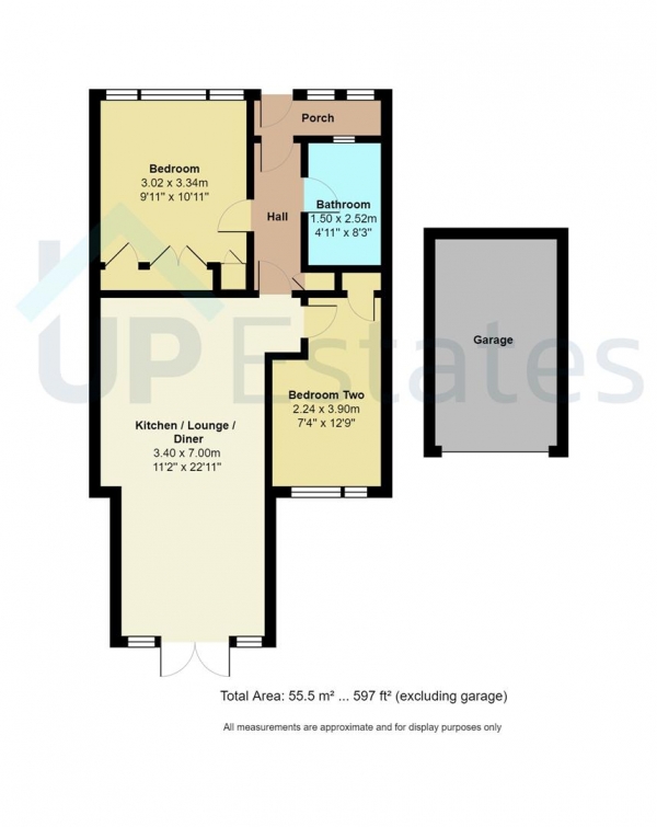 Floor Plan for 2 Bedroom Terraced Bungalow for Sale in Borrowdale Close, Coventry, CV6, 2LQ - Offers Over &pound190,000