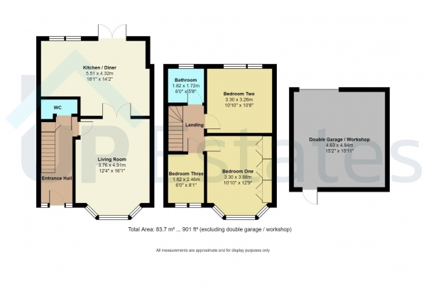 Floor Plan for 3 Bedroom Terraced House for Sale in Anchorway Road, Finham, Coventry, CV3, 6JJ -  &pound325,000