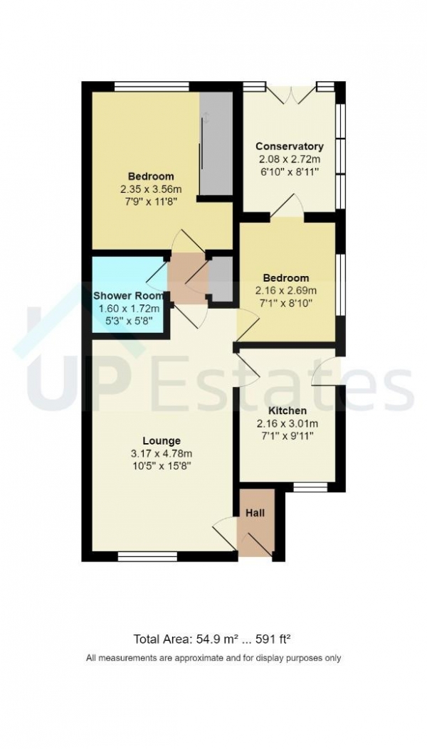 Floor Plan for 1 Bedroom Semi-Detached Bungalow to Rent in Cheltenham Croft, Walsgrave On Sowe, Coventry, CV2, 2QX - £202 pw | £875 pcm