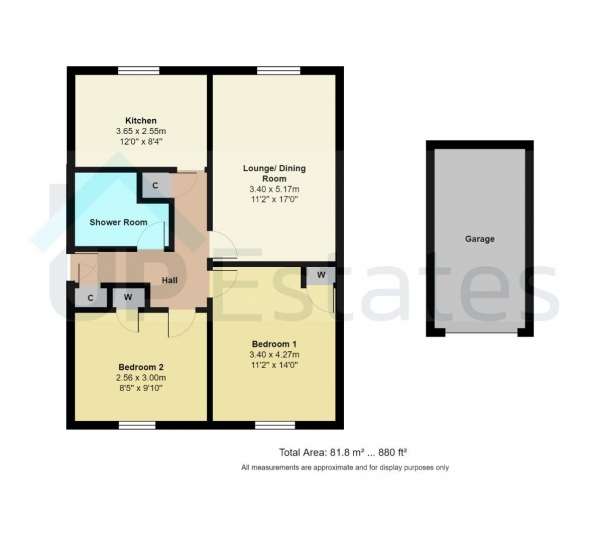 Floor Plan for 2 Bedroom Apartment for Sale in Bankside Close, Coventry, CV3, 4GD -  &pound140,000