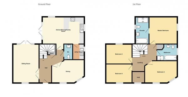 Floor Plan Image for 4 Bedroom Detached House for Sale in Sunburst Drive, off the Long Shoot, Nuneaton