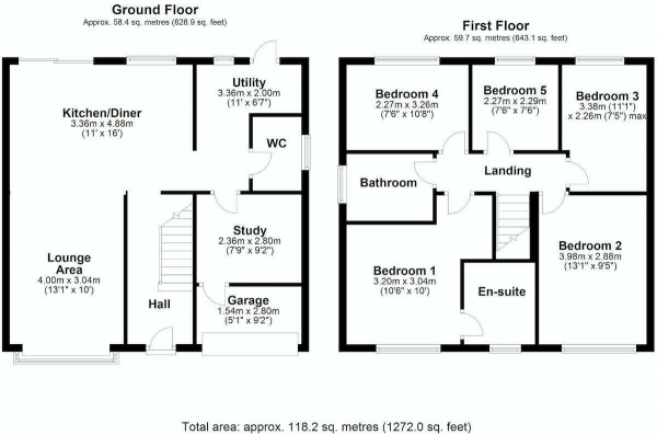 Floor Plan Image for 5 Bedroom Detached House for Sale in Surrey Close, Stockingford, Nuneaton